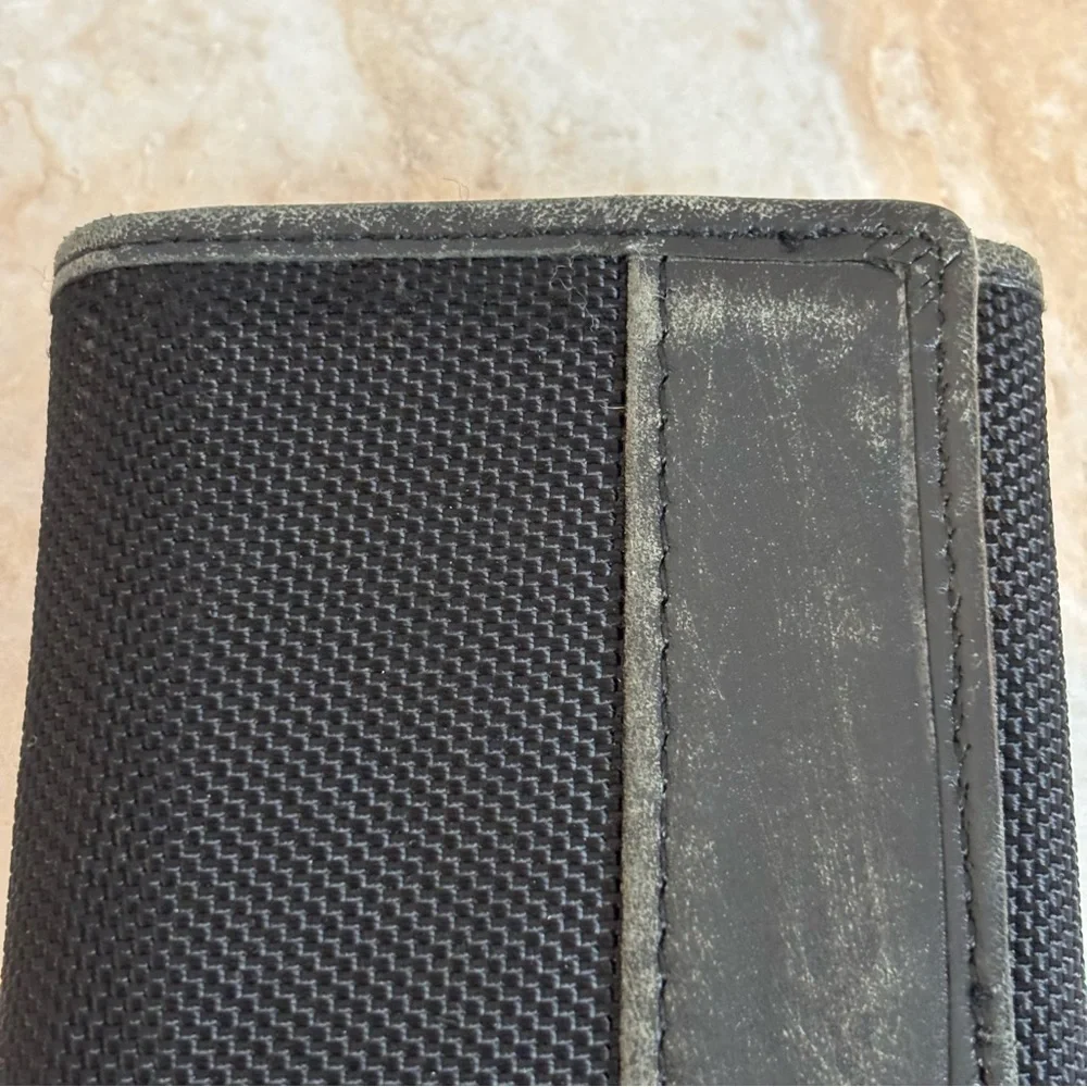 Rei tri-fold RFID nylon and leather wallet